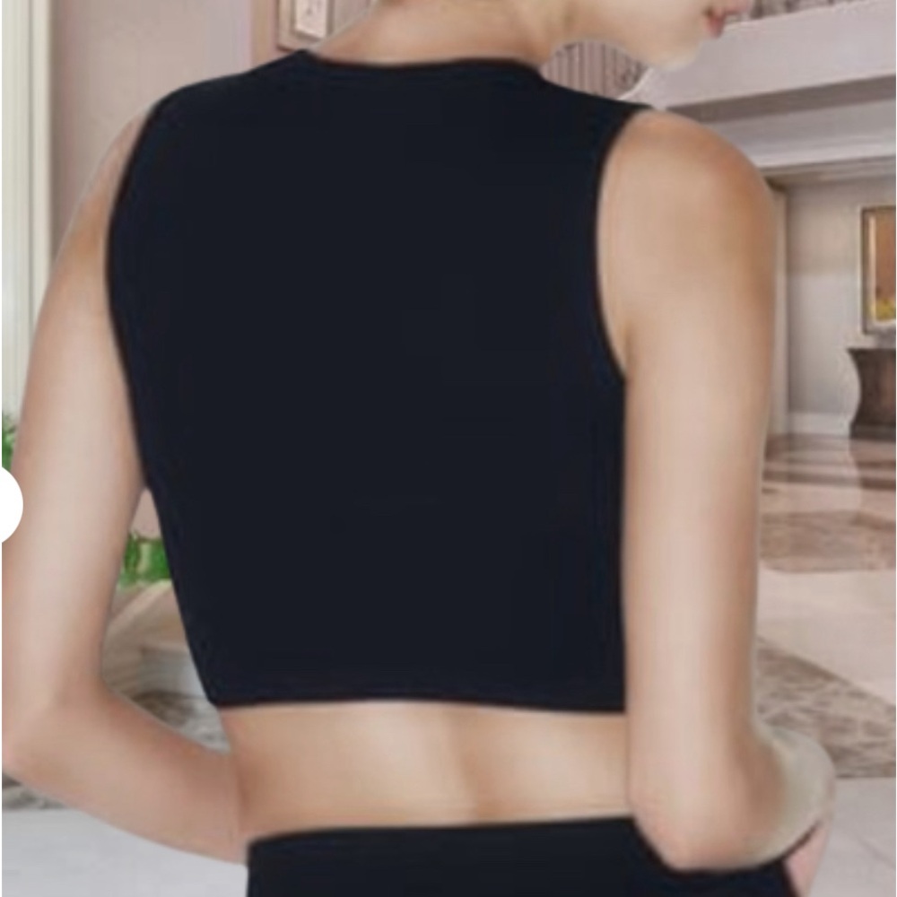 ZARA fringed seamless rhinestone black crop top size extra small/small - Picture 5 of 14
